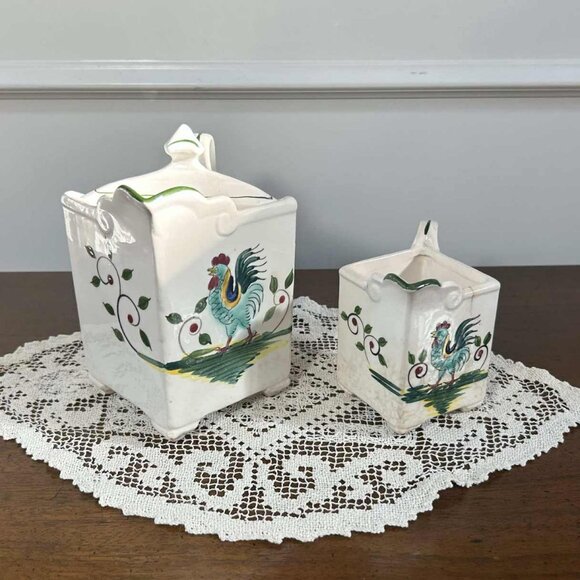 Japanese pottery - Ucagco rooster pitcher and creamer - Picture 1 of 10